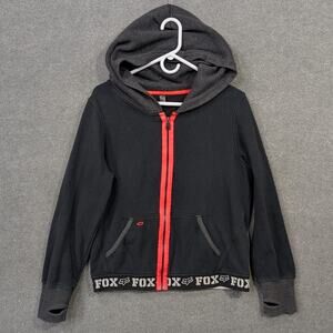 Fox Racing Hoodie Womens Medium Neon Pink Full Zip Spell Out Band Motocross Y2K